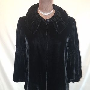 Black Velvet Evening Shrug with Button Closure